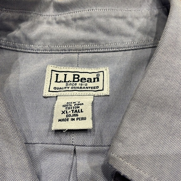 LL Bean Men's 100% Pima Cotton Long Sleeve Button Down Light Blue Size XL Tall - Picture 2 of 6